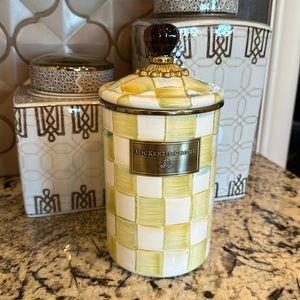 MacKenzie - Childs Parchment Check Enamel Canister - Large